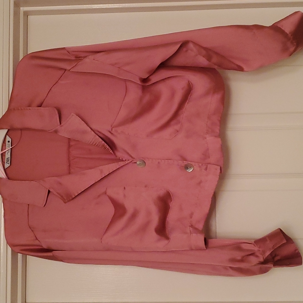 Zara Women's Pink Satin Blouse